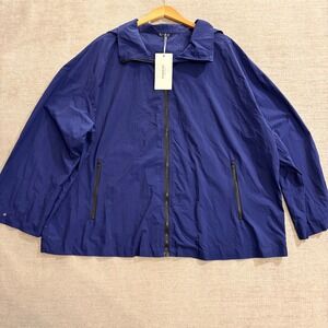 NEW BLOOMCHIC Royal Blue Lightweight Hooded Zip Up Rain Jacket Women Size 22-24